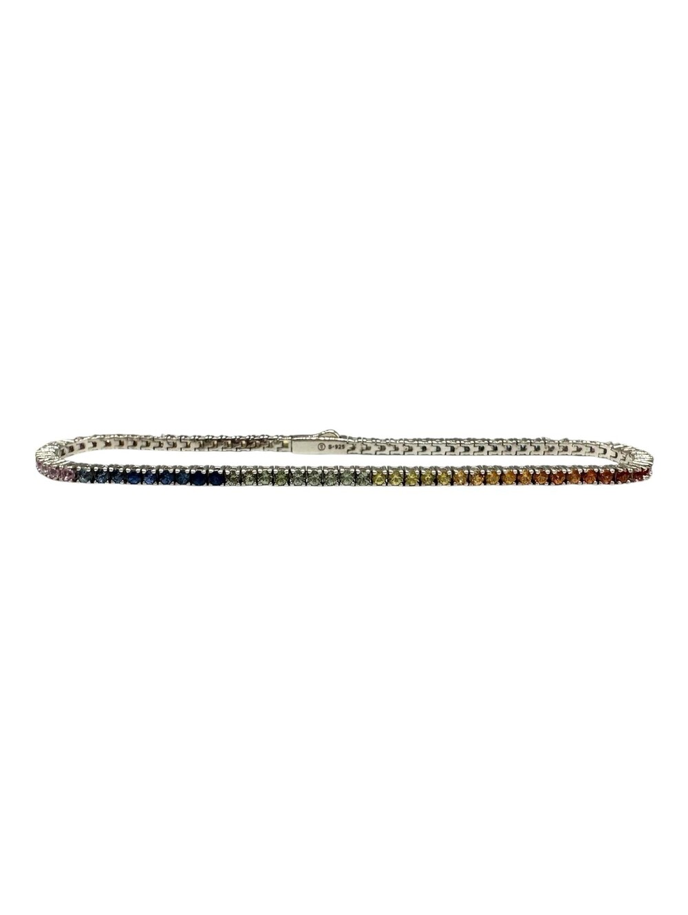 Rainbow Sapphire Tennis Bracelet Sterling Silver 3.60ct 7.5in New